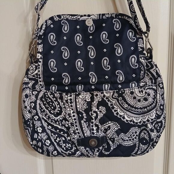 Vera Bradley Navy and White Paisley Crossbody Bag Adjustable Strap - Picture 3 of 8